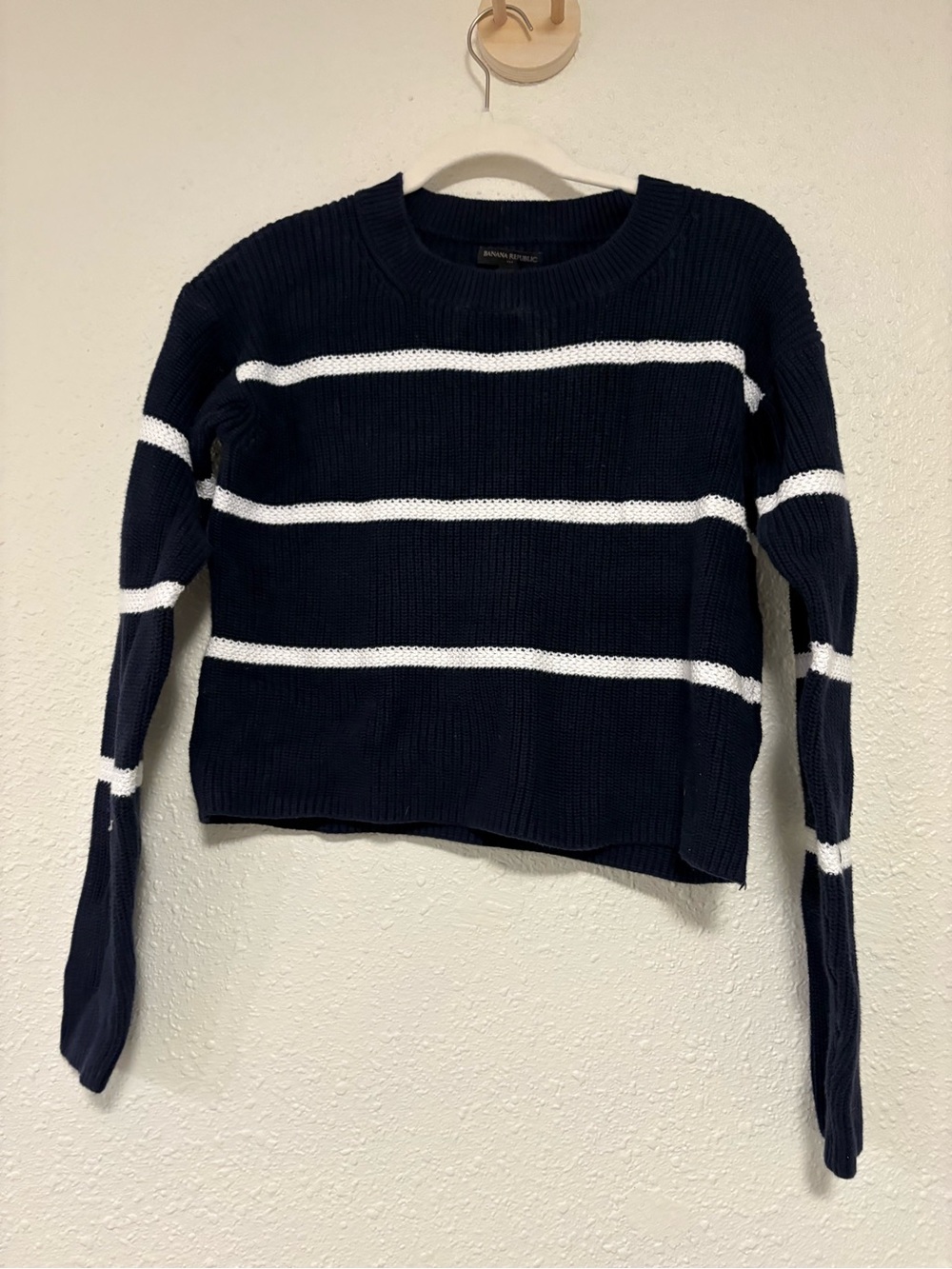 Striped Navy and White Crewneck Sweater